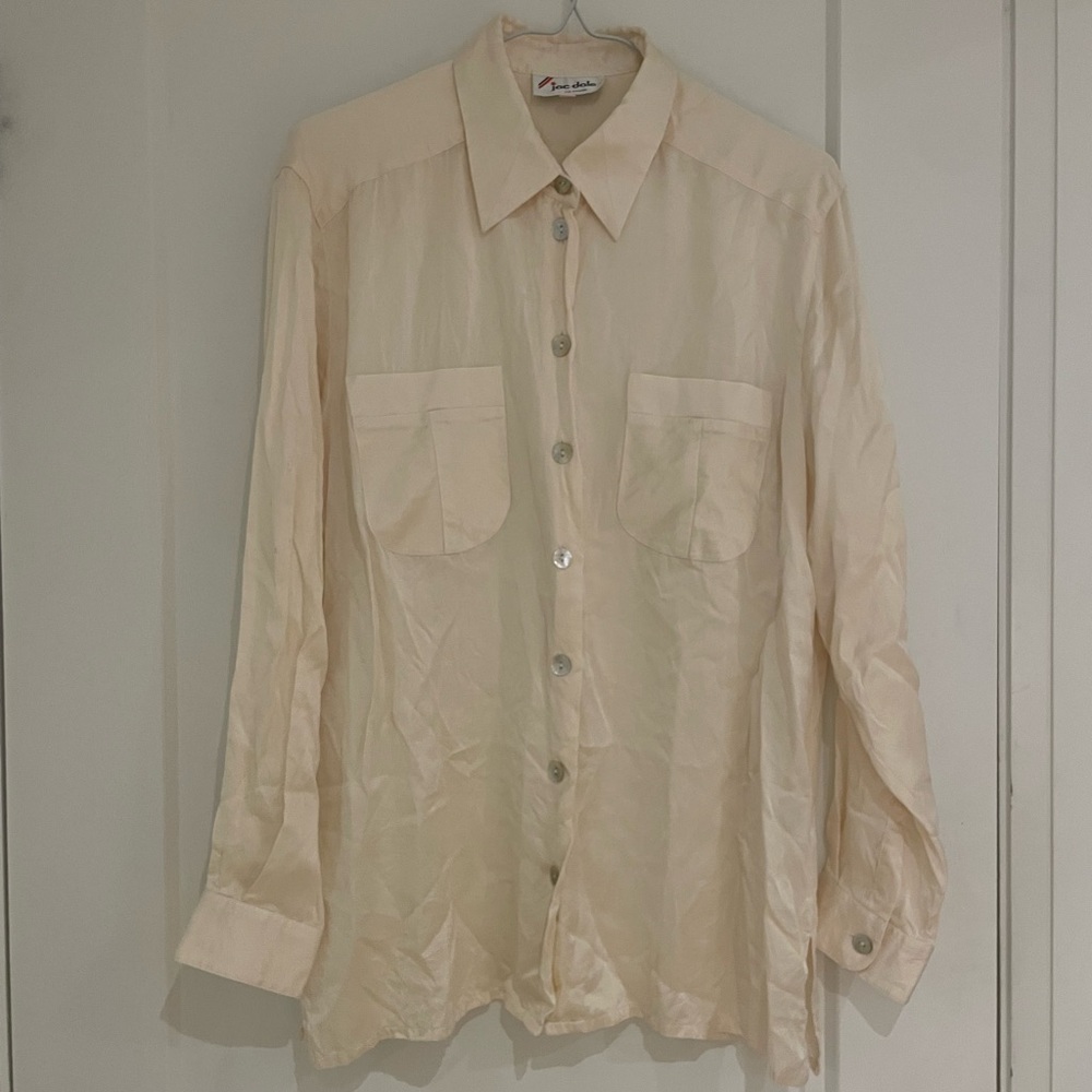 100% Silk Button-Down Shirt (size: 12/42)